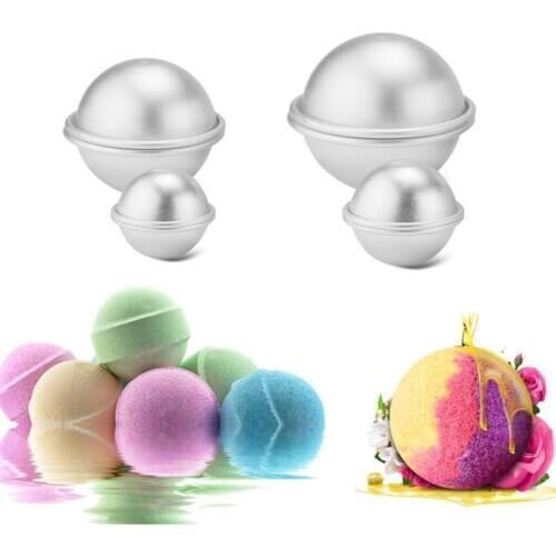 6PCS Round Aluminium Alloy Bath Bomb Molds DIY Tool Bath Bomb Salt Ball Homemade Crafting Gifts Semicircle Sphere Metal Mold