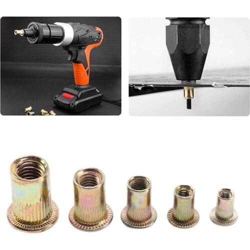 ABSF 166 Pcs M3-M8 Flat Head Threaded Insert Nuts Set Carbon Steel Rivet Fastener Threaded Insert Rivet Nuts Assortment Set