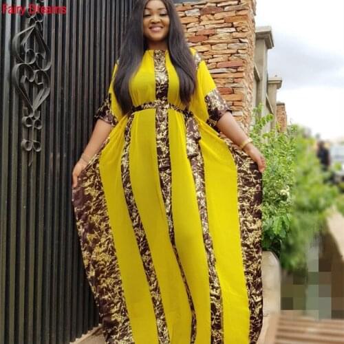 African Dress For Womens Clothing Robe Dresses Plus Size Long Robe Pearl Chiffon Digital Printing Belt Inner Skirt 2 Piece Suit
