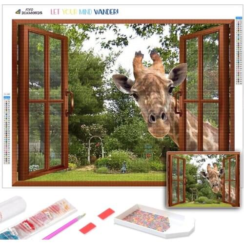 5D Full Drill Square Diamond Embroidery Animal Diamond Painting Mosaic Giraffe Rhinestones Picture DIY Wall Stickers Home Decor