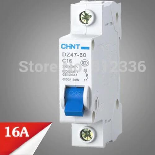 Free Shipping circuit breaker DZ47-60 C16 1P 16A Electric shock protection domestic C type small air switch unipolar