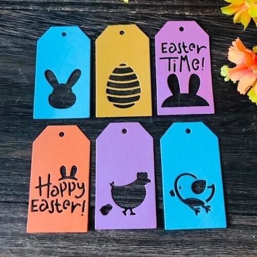 Easter Label Tag Metal Cutting Dies Stencil Scrapbooking DIY Album Stamp Paper