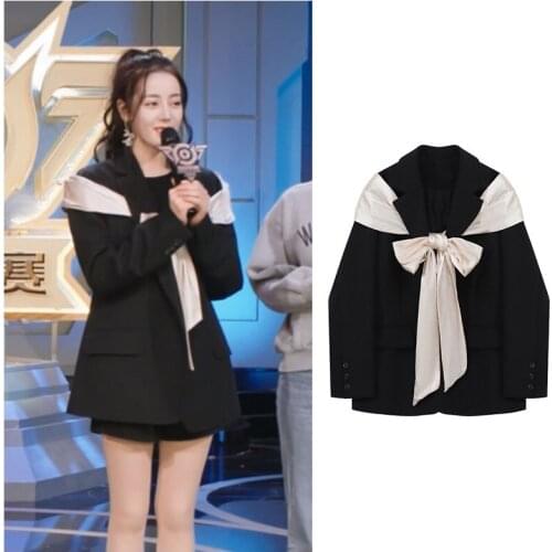 Blazer Women 2021 Loose Elegant Bow Official Fashion High Street Feminine Clothes Spring Autumn Blazers And Jackets Comfortable