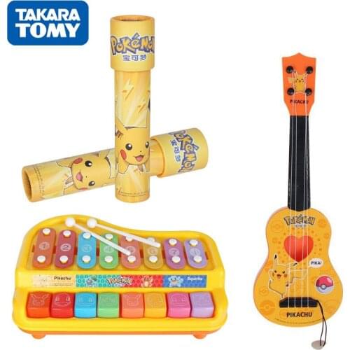 Pokemon Anime Child Musical Instrument Toy Kawaii Pikachu Ukulele Knocking on The Pian Flute Kaleidoscope Kid Toys Birthday Gift