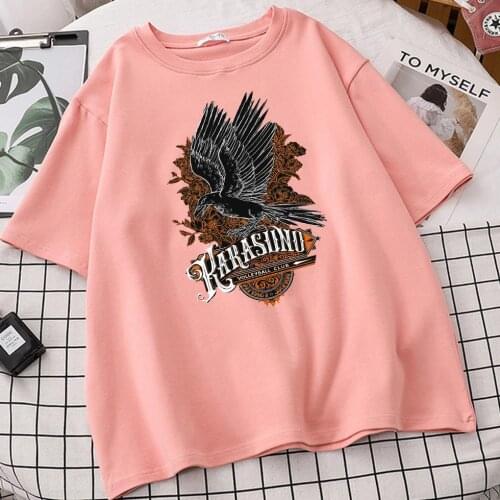 Haikyuu Karasuno Women Vintage Tumblr Ulzzang T Shirts Camisetas De Mujer Tops Sleeve Tee Shirt Femme Roupas Femininas Vetement