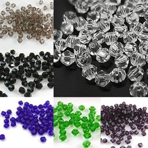 100Pcs 4mm Crystal Beads Bicone Shape Stone Jewelry Findings Tassel Lariat Earring Glass Quartz Charms Bracelet Accessories DIY