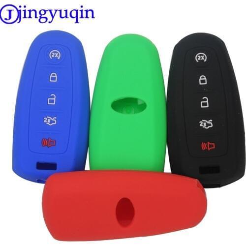 Jingyuqin 10ps 5 Buttons Silicone Key Cover For Ford Escape Explorer Edge Flex Focus Taurus Lincoln Mks Car Key Case For Car