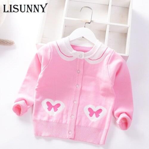 Girl Cardigan Sweater Autumn Winter 2021 New Lolita Style Infants Children Knitwear O-Neck Baby Kids Coat Toddler Clothes 1-7y
