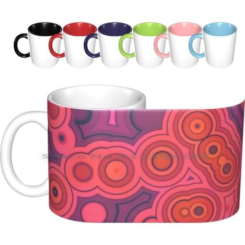 Retro-Circles & Shapes In Purple , Pink & Orange Ceramic Mugs Coffee Cups Milk Tea Mug Bath Bed Bright Chill Circles Cool Décor