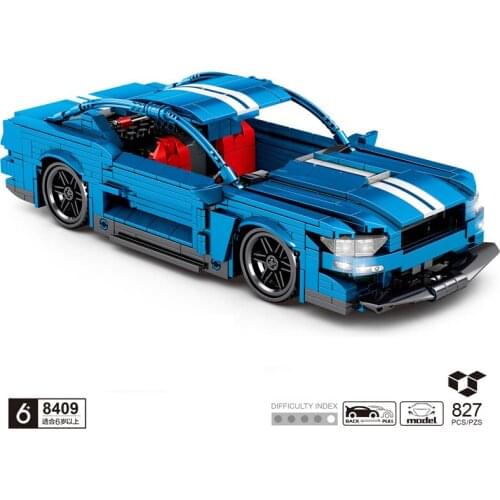 Technical Muscle car building block Ford Mustang GT500 model Pull back vehicle steam assembly bricks toy collection for boy gift