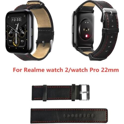 Leather Watch Band Strap for Realm- Watch 2/ 2 Pro Watchband 22mm Sport Bracelet for Realm- Watch S/ S Pro Wrist band correa