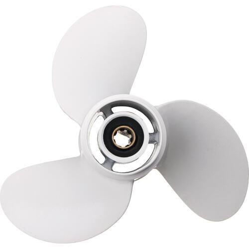 6G1-45941-00-El for Yamaha 6-8Hp 8 1/2 X 8 1/2 Boat Outboard Propeller White Aluminum Alloy 7 Spline Tooths R Rotation 3 Blades