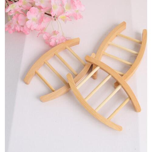 Ladder Shape Soap Box Natural Chinese Cherry Soap Tray Manual Wooden Bathroom Supplies Soap Holder LX8618