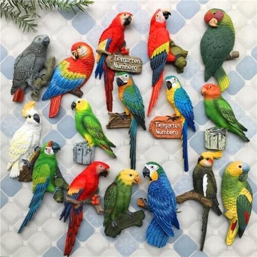 Magnet Fridge Magnet Three-dimensional Animal Bird Parrot Fridge Magnet Resin Decorative Magnet Magnetic Buckle Message