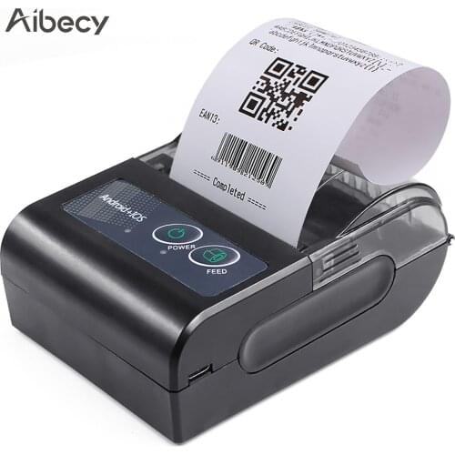 Aibecy 58mm Mini Portable Thermal Printer Wireless Printer Receipt USB BT Connection Support ESC/POS Command for Supermarket