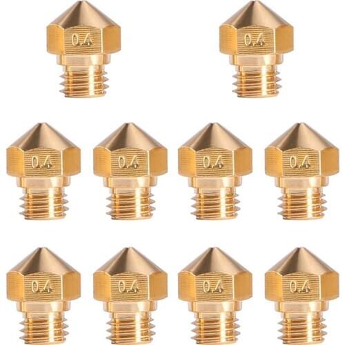 MK10 Nozzle for 3D Printer M7 Thread Brass Extruder Head Hotend Nozzle 1.75mm Filament 10pcs MK10 0.4mm Nozzles