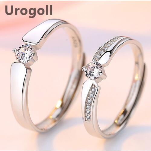 Fashion Coulple Rings Rhinestone Rings 100% Pure 925 Sterling Silver Rings Shine Zircon Drill Ring Bride And Groom Wedding Ring