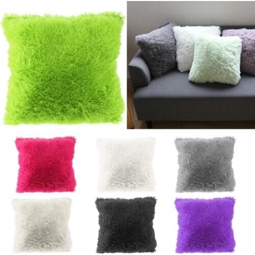 Soft Faux Fur Pillows Case Plush Cushion Cover Pink Blue Purple Warm Living Room Bedroom Sofa Decorative Pillows Cover 40*40cm