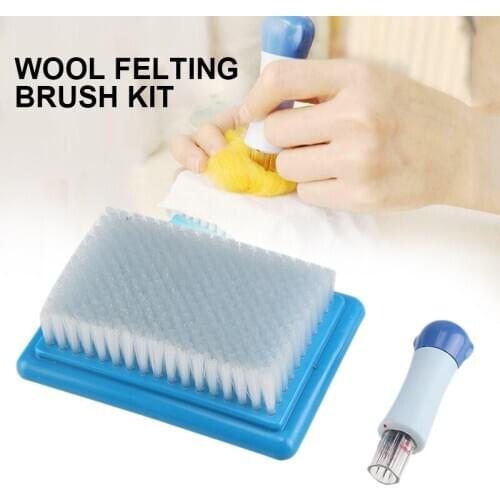 Wool Felting Brush Kit Durable Metal Felting Needle Mat DIY Craft Brush Rug Compact Floor Embroidery Handle Holder Punch Tool