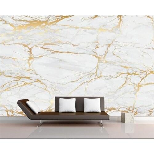 Customize any size mural modern white marble wallpaper golden line mural living room TV sofa bedroom home decoration wallpaper