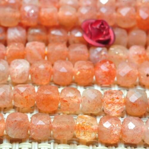 Natural Orange Gold Sunstone Faceted Cube Loose Beads Wholesale Gemstone Semi Precious Stone Bracelet Necklace Jewelry Making
