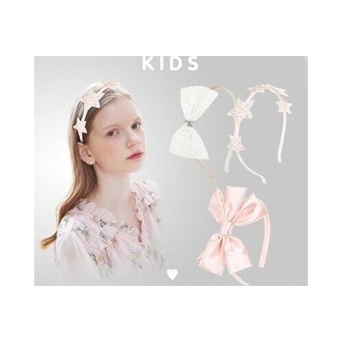 2020 New Net Yarn Hairband for Girls Sequin Star Lace Hair Bows Headband Pink Princess Hair Hoop Hair Accessories