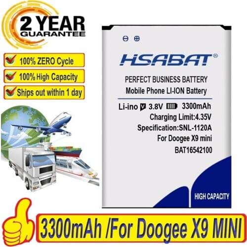 Original HSABAT 3300mAh High Capacity Zero Cycle Battery for Doogee X9 MINI 5.0inch BAT16542100