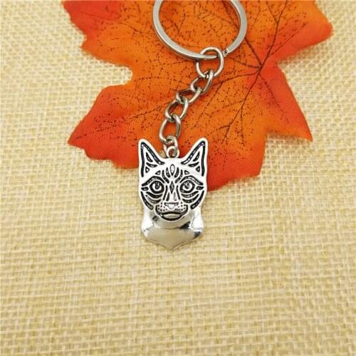 Dropship trendy cute Siamese Cat key chain women bag pendant car pet Key ring antique silver jewelery Christmas gift