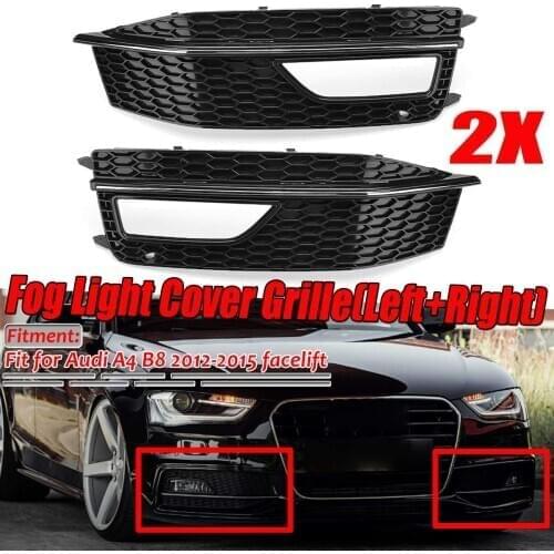 Car Front Bumper Lower Grille Fog Light Grill Cover For Audi A4 B8 S4 S-line Facelift 2012-2015 A4 B8 S4 S-line Fog Light Grille