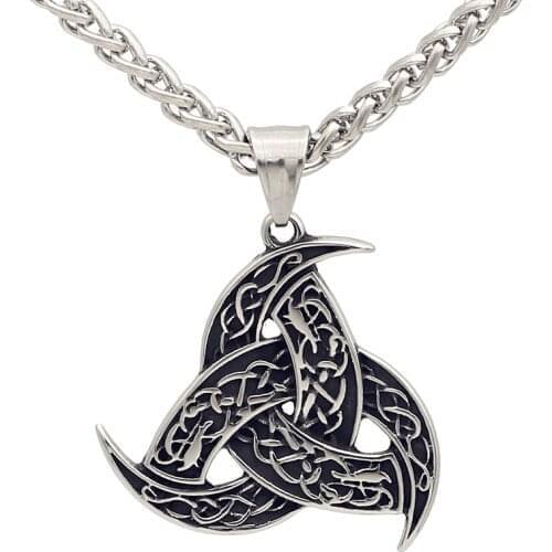 Vintage Punk Triple Viking Amulet Pendant Necklace for Nordic Mens Jewelry