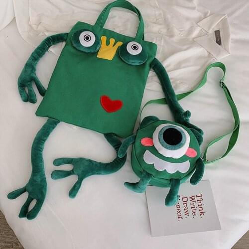 Funny joy New green bag cute cartoon canvas messenger bgas toy monster power mini kawai handbag for girls lovely wallet Designer