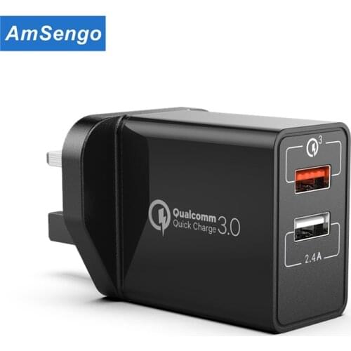Amsengo 30W Quick Charge Dual USB Charger for iPhone 12 Pro Max Mini Fast Charger for Samsung Galaxy Xiaomi QC 3.0 Quick Charger