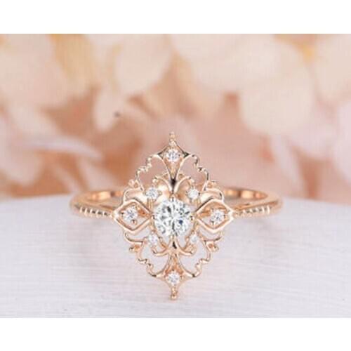 Milangirl Fashion Delicate Vintage /White Zircon Rivet Rings For Women Engagement New Jewelry
