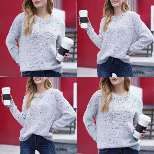 Women Solid Hollow Out Loose Oversize Sweater Fashion Long Sleeve O-Neck Pullover Sweaters Knit Jumper Tops for Autumn Winter