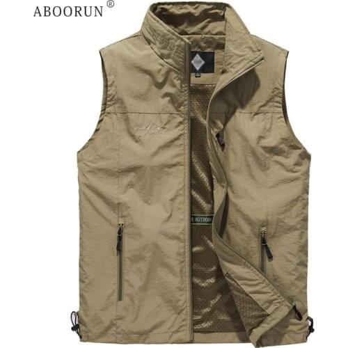 ABOORUN Mens Quick Dry Vests Multi Pockets Breathable Fishing Waistcoat Plus Size 6XL Casual Sleeveless Jacket