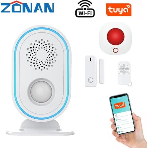 Zonan Wifi Tuya Doorbell Security Alarm System Apps Control 30 Ring Tones Welcome Chime Smart Greeting Doorbell Burglar Alarm