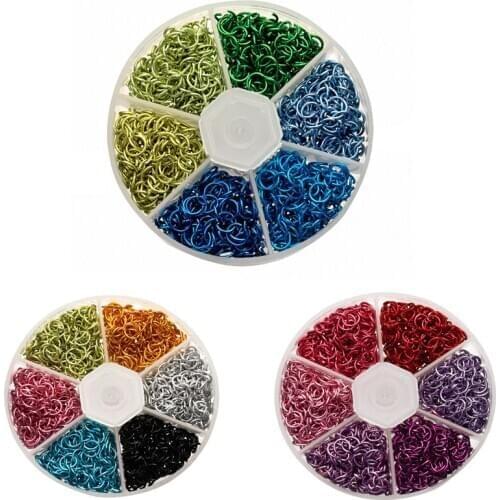 1080Pcs/Box Mixed Colors 6mm Aluminum Open Jump Ring Split Rings for DIY Jewelry Making Finding Handicraft Accessories Connector