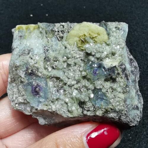 145.5gNatural purple fluorite ferrophosphate crystal symbiotic mineral specimen healing energy QUARTZ GEM home decoration