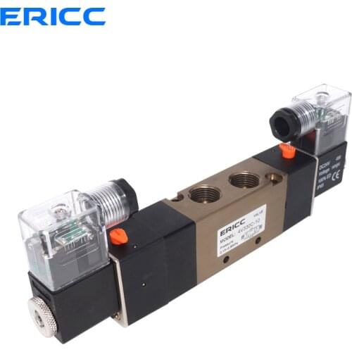 4V330C.E.P-10 5Way 3Position Dual Solenoid Pneumatic Air Valve 3/8" BSPT DC12V DC24V AC110V AC220V