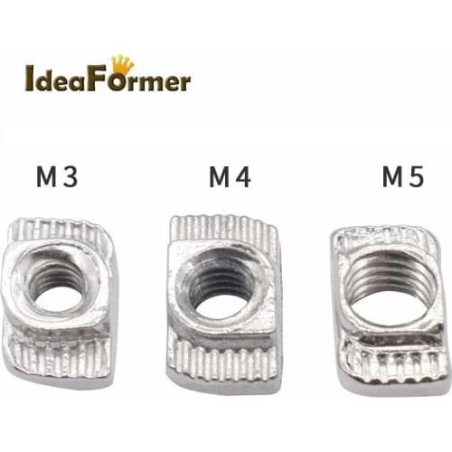 50pcs M3 M4 M5 2020 Series T NUT T Slot Hammer Aluminum EU Standard Nickel Plated Profile Accessories Carbon Steel Connector