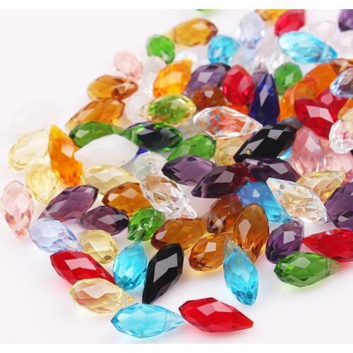 50pcs/lot Multi Colors Crystal Teardrop Beads 6x12mm Faceted Glass Beads For Jewelry Making Nice Bracelet Craft DIY Beads