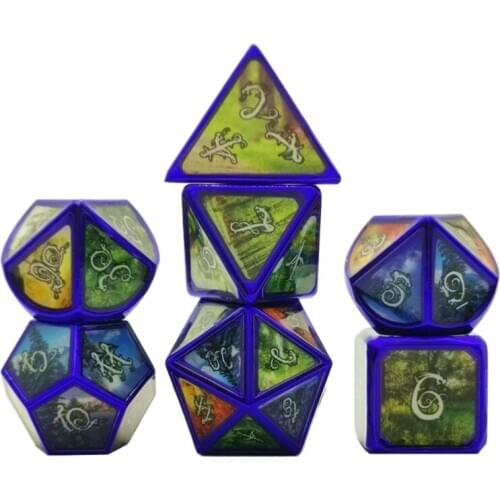 7pcs Deluxe Metal Dice Polyhedral Board Game Dice Set for friends Party RPG MTG K1MB