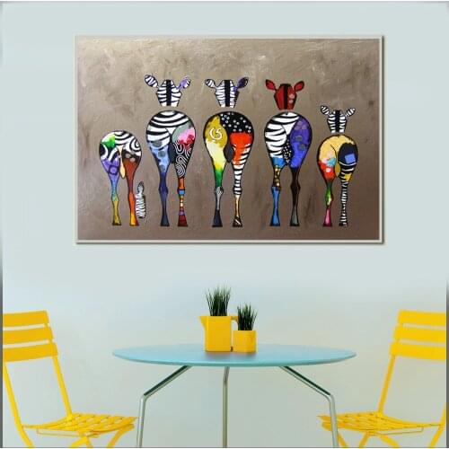 Abstract Zebra Canvas Art Paintings On The Wall Colorful Graffiti HD Animals Art Pictures For Living Room Decoration Unstertched