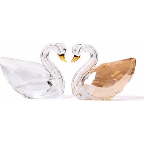 C&H 3 Color Crystal Swan Figurine Gifts for Valentines Art Glass Collection Paperweight Table Centerpiece Ornament