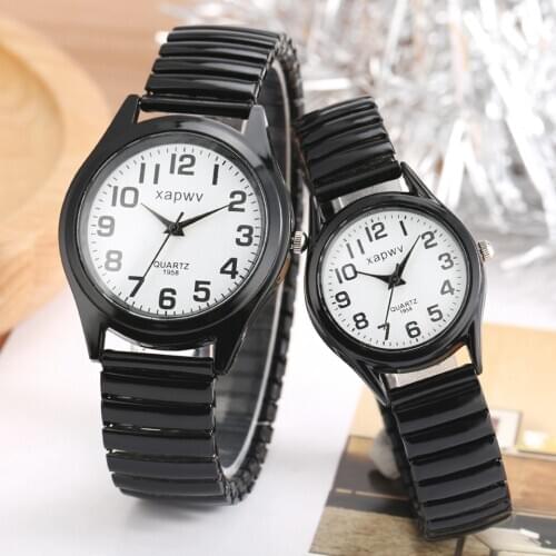 Simple Black Elastic Wristband Mens Watch Women Wacth Sports Business Analog Quartz Wristwatch Male Clock Couple Gifts Relogios
