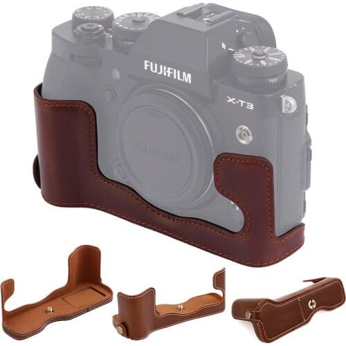 New Pu Leather Camera Case Half Bag For FujiFilm XT2 XT3 FUJI X-T2 X-T3 Camera Video Half Bag Professional bottom cover