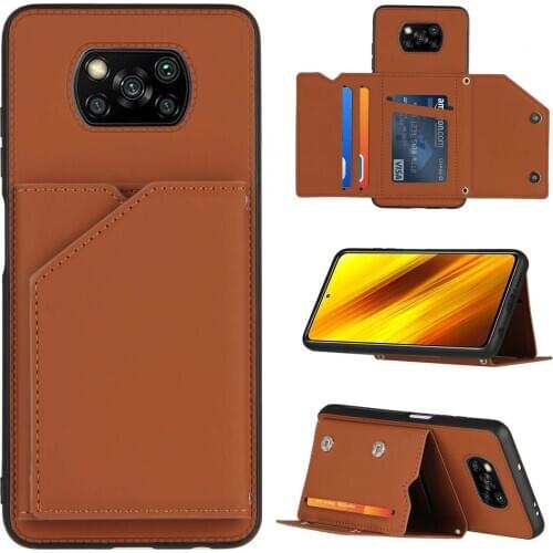 For Xiaomi POCO X3 NFC Case Soft PU Leather With Stand Card Skin protective Back Cover Case For xiaomi Pocophone X3 NFC shell
