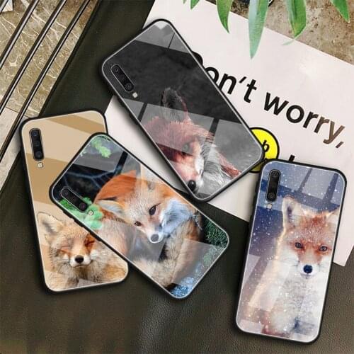 Fox red Tempered Glass Case For Samsung Galaxy A10S A10E A20S A20E A30S A40 A50S A60 A70 A80 A90 A6 A7 A8 Shell