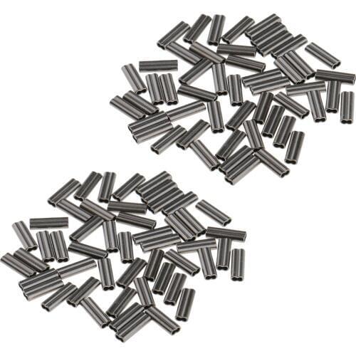 Lot 100Pcs Double Barrel Crimping Sleeves Size 1.0mm Brass Copper Connector Tube