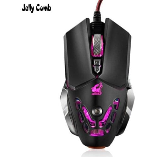 JellyComb Ergonomic USB Wired Gaming Mouse 6 Programmable Buttons Mechanical Macro Definition Programming Game Mice